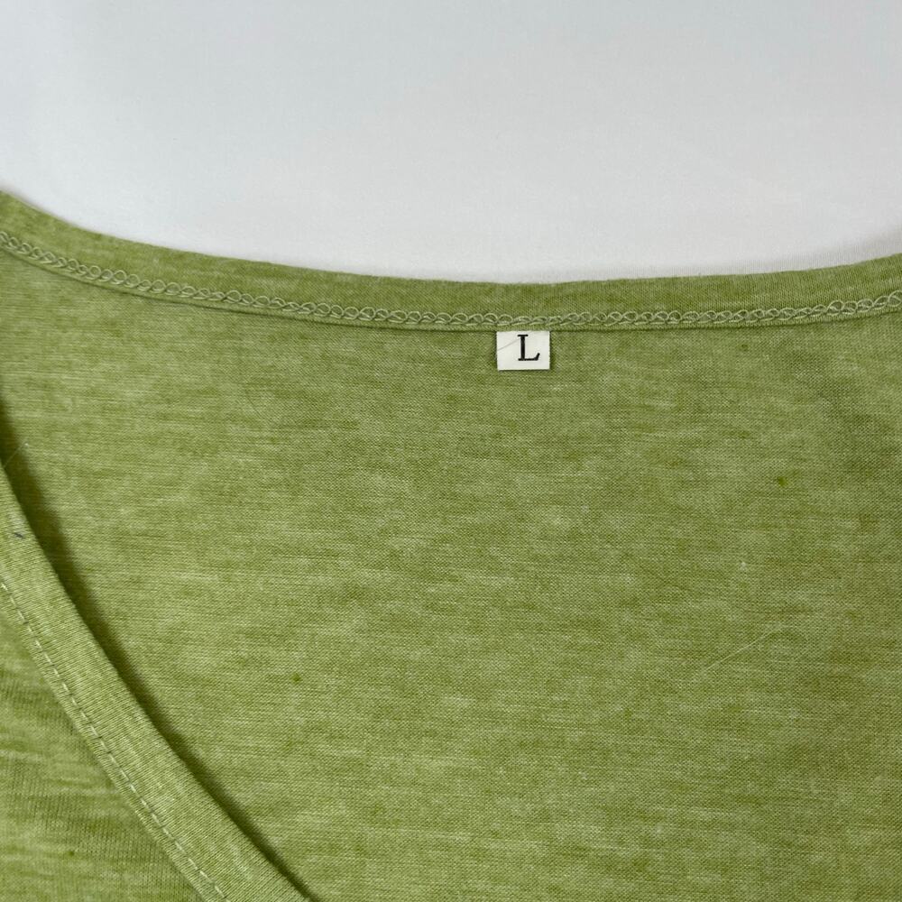 Butterfly Whisper Tank Green Large Women's Sleeveless V-Neck Graphic Tee - Picture 5 of 7